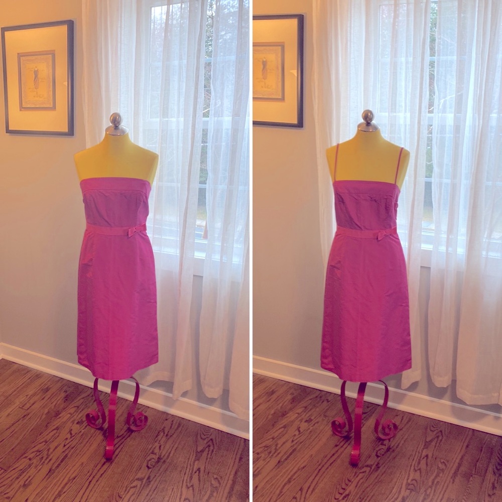 J.CREW Silk Strapless + Spaghetti-strap A-line, mid-length Dress, Dark Pink Sz 4